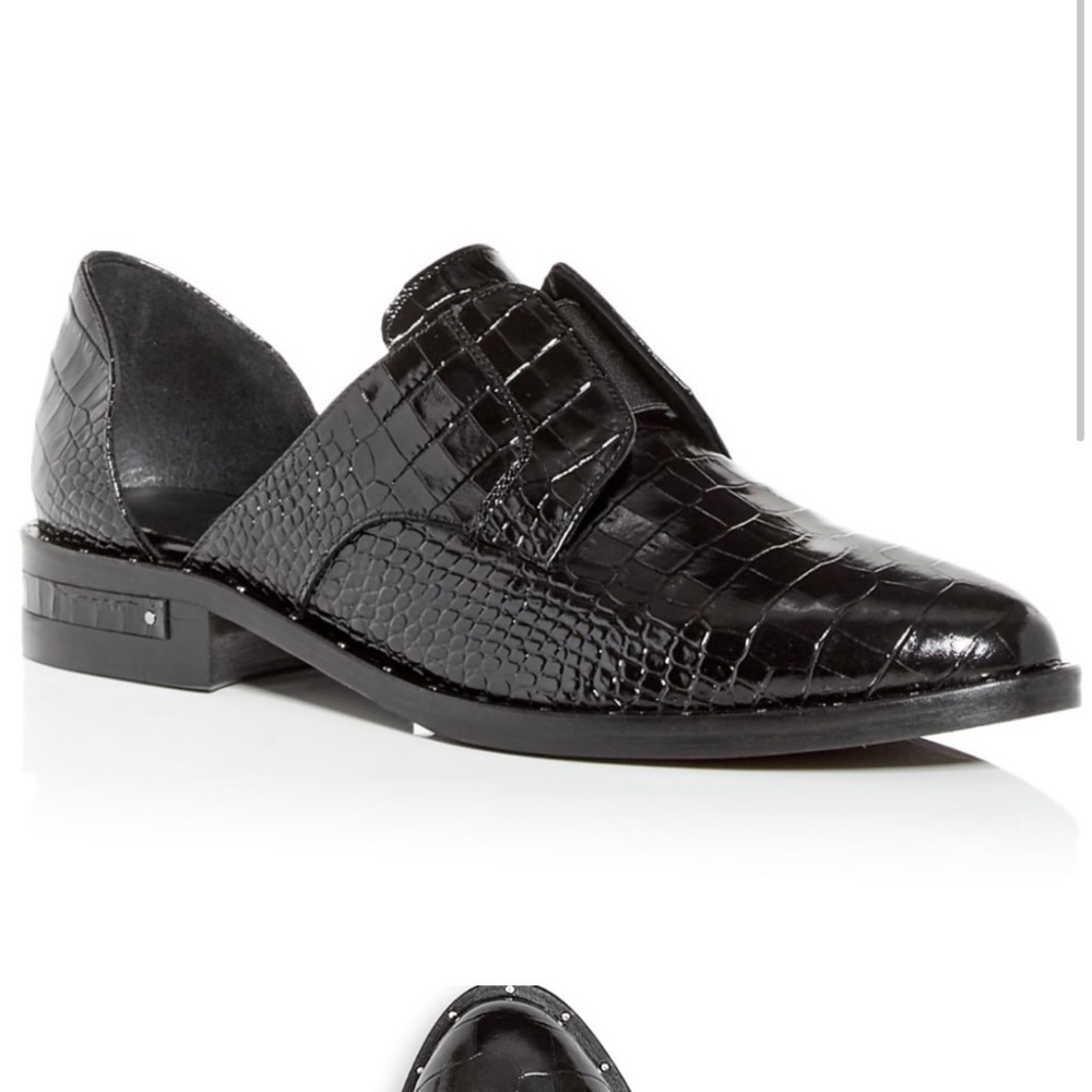 Freda Salvador Laceless D’Orsay Oxford in Black Croc size 6.5